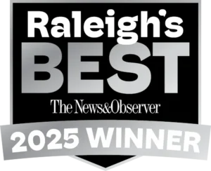 Raleigh’s Best 2025 Winner badge from The News & Observer.