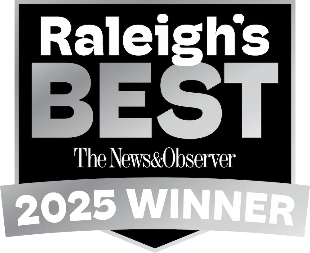 Raleigh’s Best 2025 Winner badge from The News & Observer.