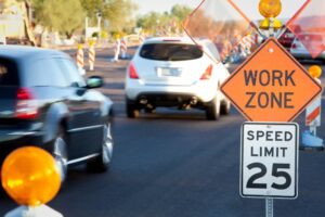 Road Construction Work Zone at Rush Hour